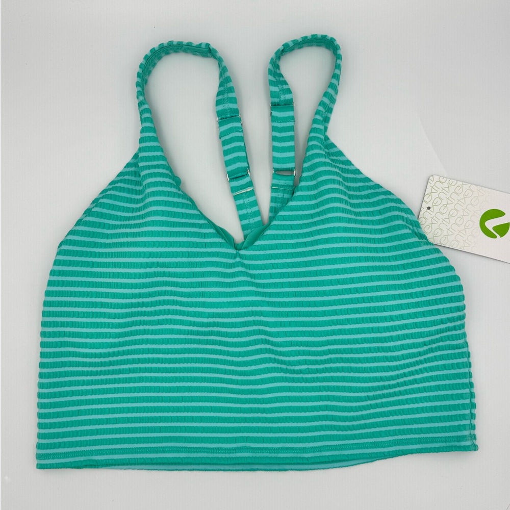 Next by Athena Coronado Stripe Kinetic Crop Swim Top V-Neck Bikini - Island NWT